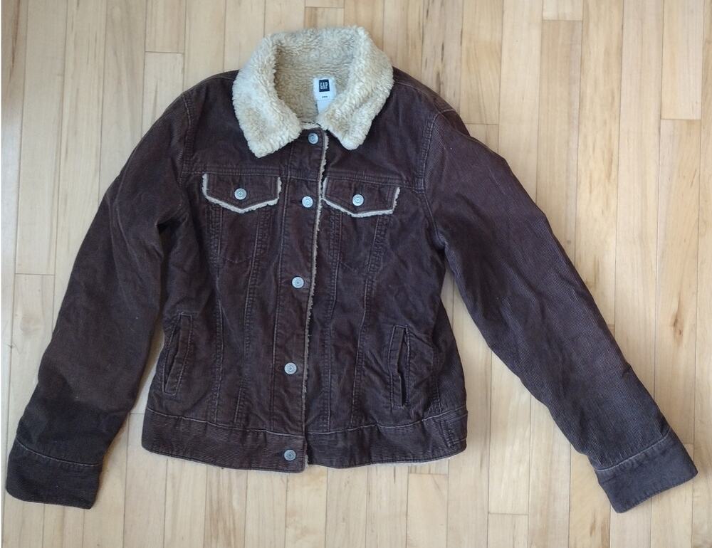 GAP Women's Brown Corduroy Sherpa Collar Jacket Size Medium